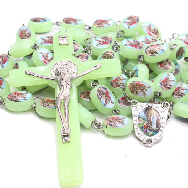 Religious Catholic Cross with Wall-Mounted Rosary Beads