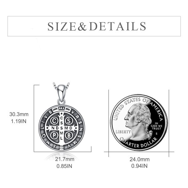 Sterling Silver Saint Benedict Medal Necklace for Women