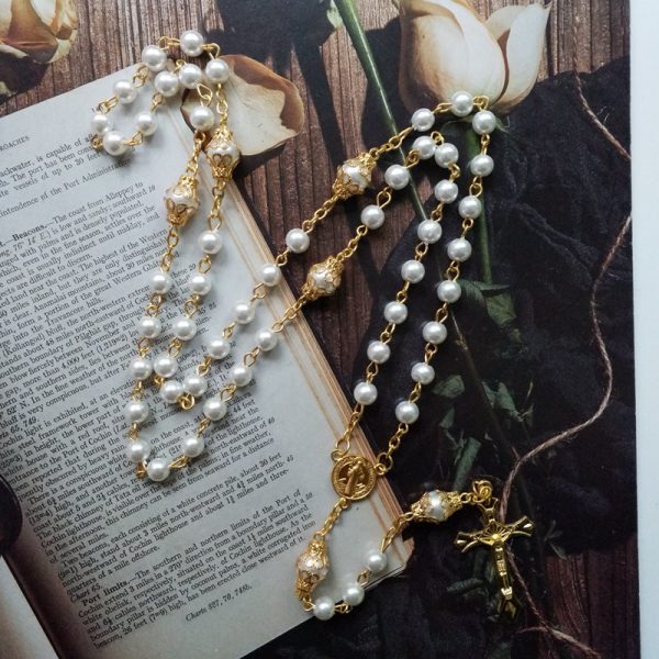 Retro Saint Benedict Cross Rosary Necklace