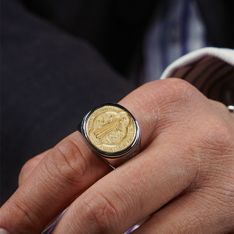 Christian Order of Saint Benedict Ring – Titanium & Bronze