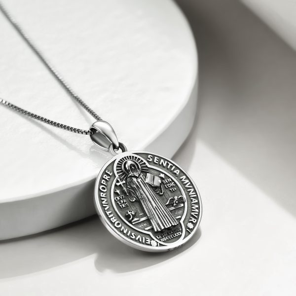 Sterling Silver Saint Benedict Medal Necklace for Women
