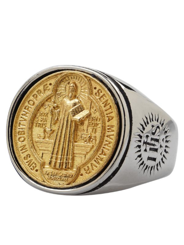 Christian Order of Saint Benedict Ring – Titanium & Bronze