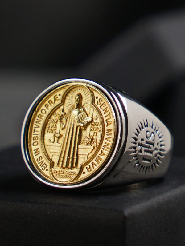 Christian Order of Saint Benedict Ring – Titanium & Bronze