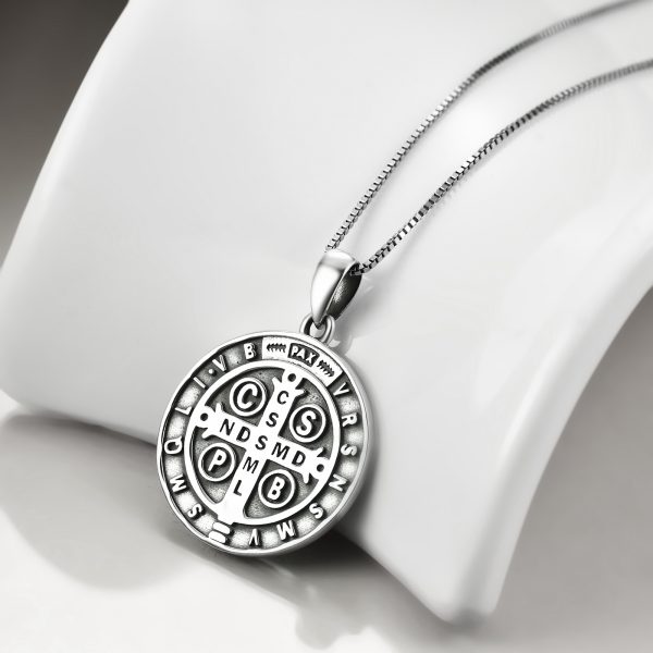 Sterling Silver Saint Benedict Medal Necklace for Women
